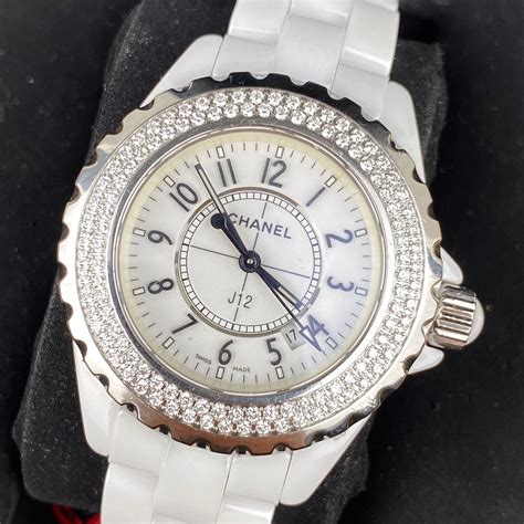 white ceramic watch chanel|j12 Chanel watch with diamonds.